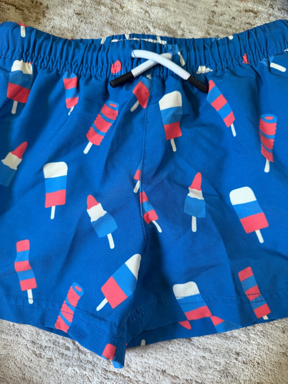 3T - Boys Blue Popsicle Print Swim Trunks with Drawstring
